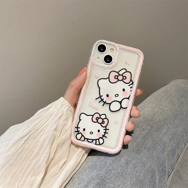 Sanrio Ins Hello Kitty Edge Phone Cases For Iphone 15 14 13 11 12 Pro Max XR XS 7 8 Plus Y2k Girl Clear Silicone Anti-fall Cover - Image 6