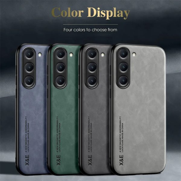 Sheepskin Leather Magnetic Case For Samsung Galaxy S23 S22 S21 FE S20 Plus Note 20 Ultra Coque Built-in Metal Plate Back Cover - Image 6