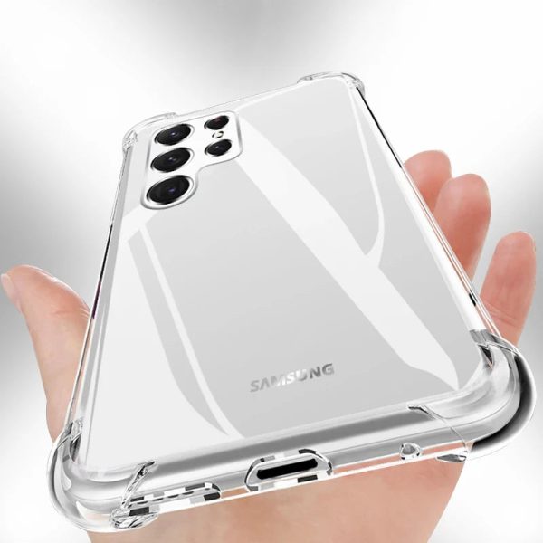 Shockproof Clear Phone Case For Samsung Galaxy S23 S22 Ultra S21 S20 Fe S10 Plus Transparent Shockproof Silicone Soft Back Cover