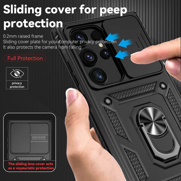 Shockproof Hybrid Dual Layer Magnetic Ring Kickstand Case For Samsung GalaxyS24 23 FE 22 Ultra Puls Slide Camera Protetion Cover - Image 5