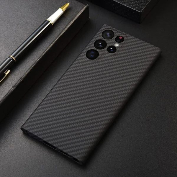 Ultra-Thin Kevlar Pure Carbon Fiber Phone Case For Samsung Galaxy S23 S24 Ultra Plus Commercial Aramid Fiber Shockproof Cover