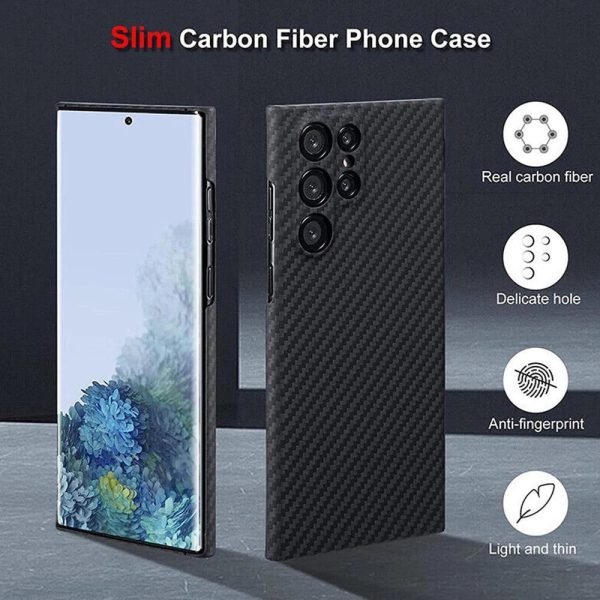 Ultra-Thin Kevlar Pure Carbon Fiber Phone Case For Samsung Galaxy S23 S24 Ultra Plus Commercial Aramid Fiber Shockproof Cover - Image 2