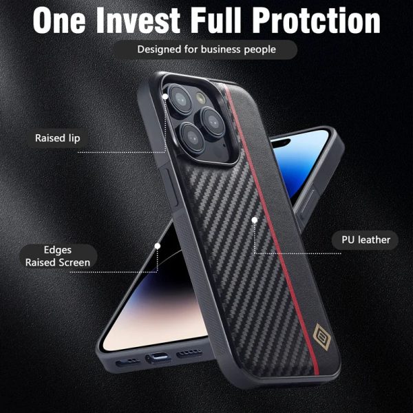 Ultrathin Carbon Fiber Leather Case For iPhone 15 14 Pro Max 13 12 11 Pro XS X 7 8 Plus XR 14 SE 2022 Shockproof Phone Case - Image 2