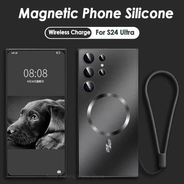 Wireless Charge Phone Case Cover For Samsung S23 S24 Ultra Plus Magsafe Magnetic Phone Silicone Soft Case for Galaxy S24 S 24 - Image 6